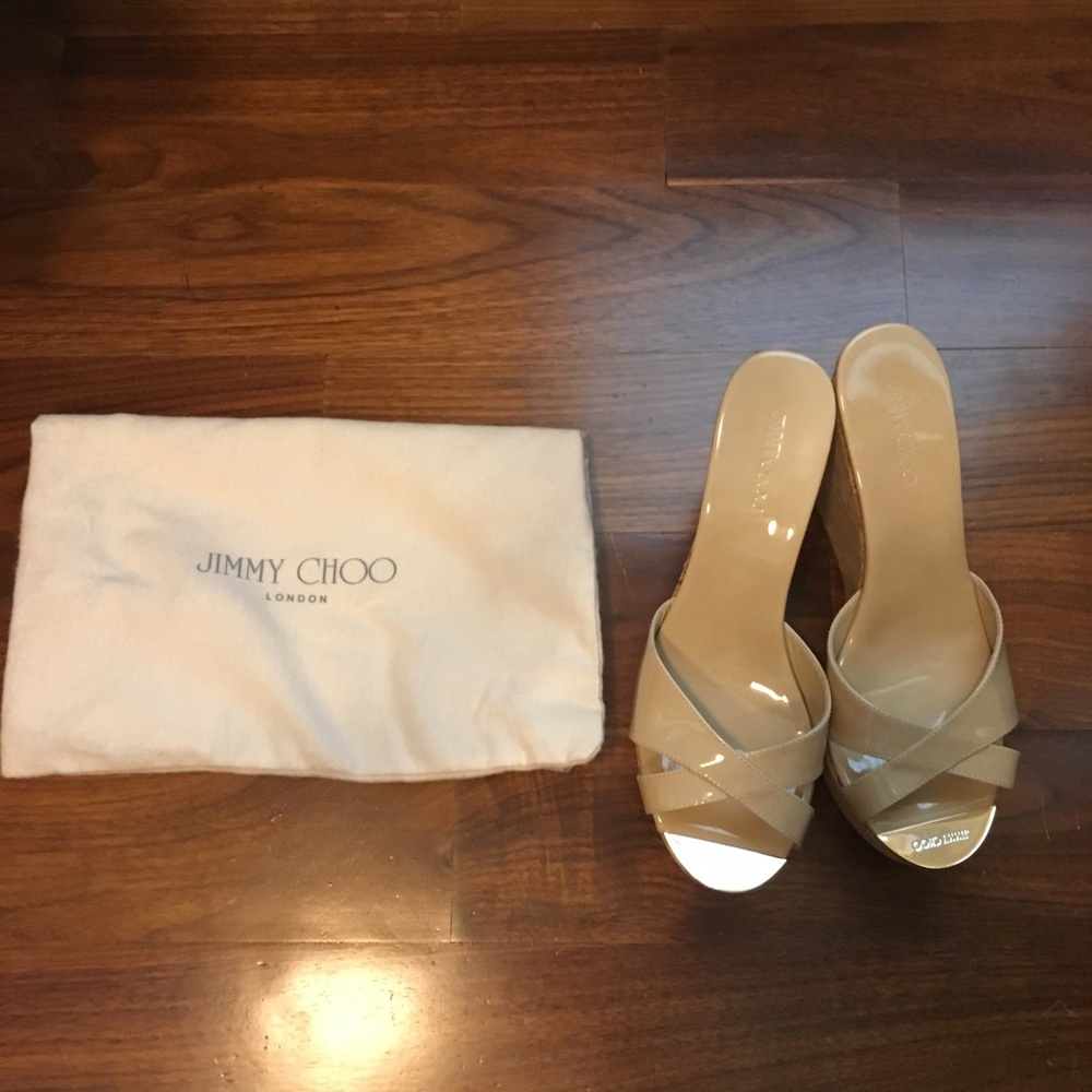 Jimmy Choo 151 Prima tan patent leather